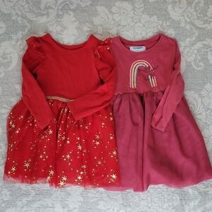 Old Navy Starry Red and Unicorn Pink Dresses